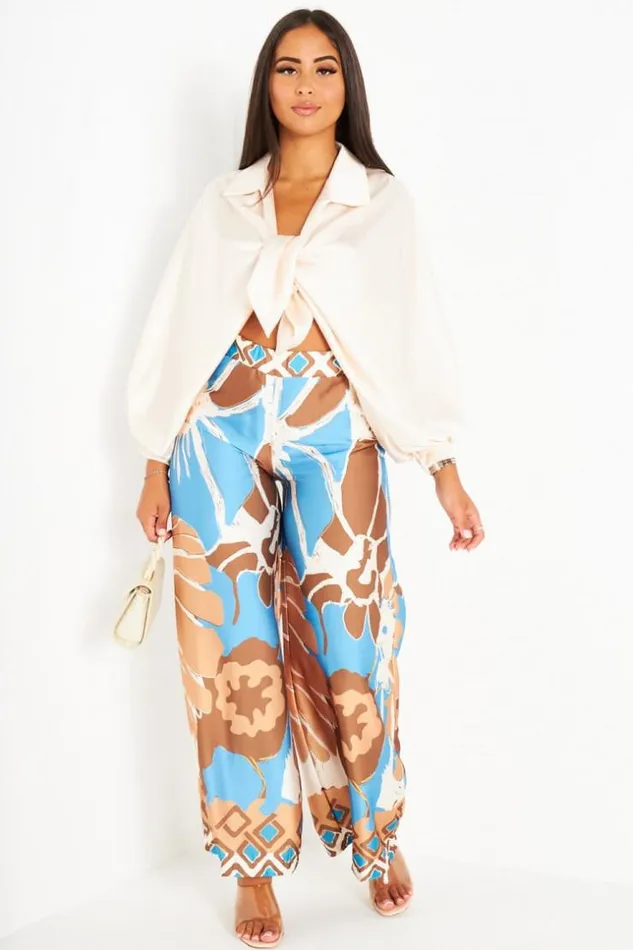 Women Ensemble 2 Pices Chemise Beige Pantalon Bleu Motif Beige Brentiny Paris Shirts and Blouses Women Ensemble 2 Pices Chemise Beige Pantalon Bleu Motif Beige Brentiny Paris Shirts and Blouses