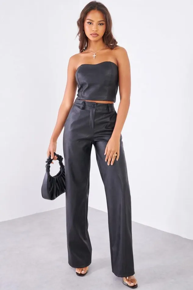 Women Ensemble 2 Pices Crop Top Pantalon En Simili Cuir Noir Black Brentiny Paris Top And Tank Tops Women Ensemble 2 Pices Crop Top Pantalon En Simili Cuir Noir Black Brentiny Paris Top And Tank Tops