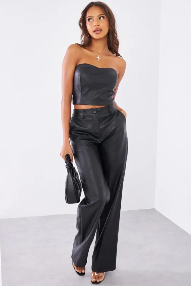 Women Ensemble 2 Pices Crop Top Pantalon En Simili Cuir Noir Black Brentiny Paris Top And Tank Tops Women Ensemble 2 Pices Crop Top Pantalon En Simili Cuir Noir Black Brentiny Paris Top And Tank Tops