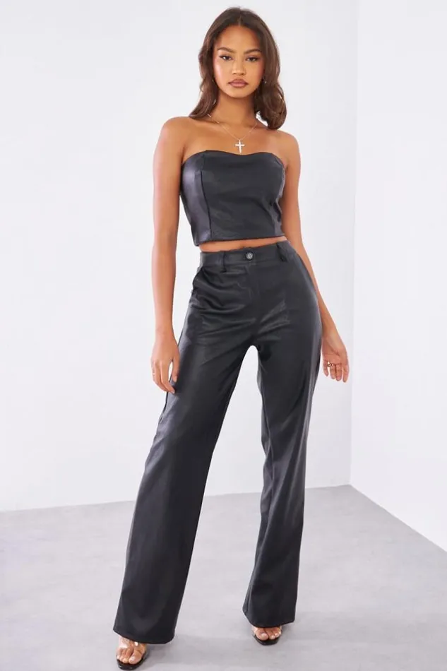 Women Ensemble 2 Pices Crop Top Pantalon En Simili Cuir Noir Black Brentiny Paris Top And Tank Tops Women Ensemble 2 Pices Crop Top Pantalon En Simili Cuir Noir Black Brentiny Paris Top And Tank Tops