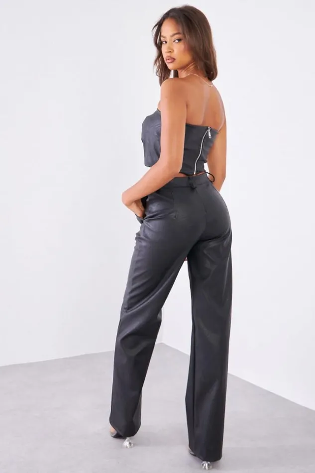 Women Ensemble 2 Pices Crop Top Pantalon En Simili Cuir Noir Black Brentiny Paris Top And Tank Tops Women Ensemble 2 Pices Crop Top Pantalon En Simili Cuir Noir Black Brentiny Paris Top And Tank Tops