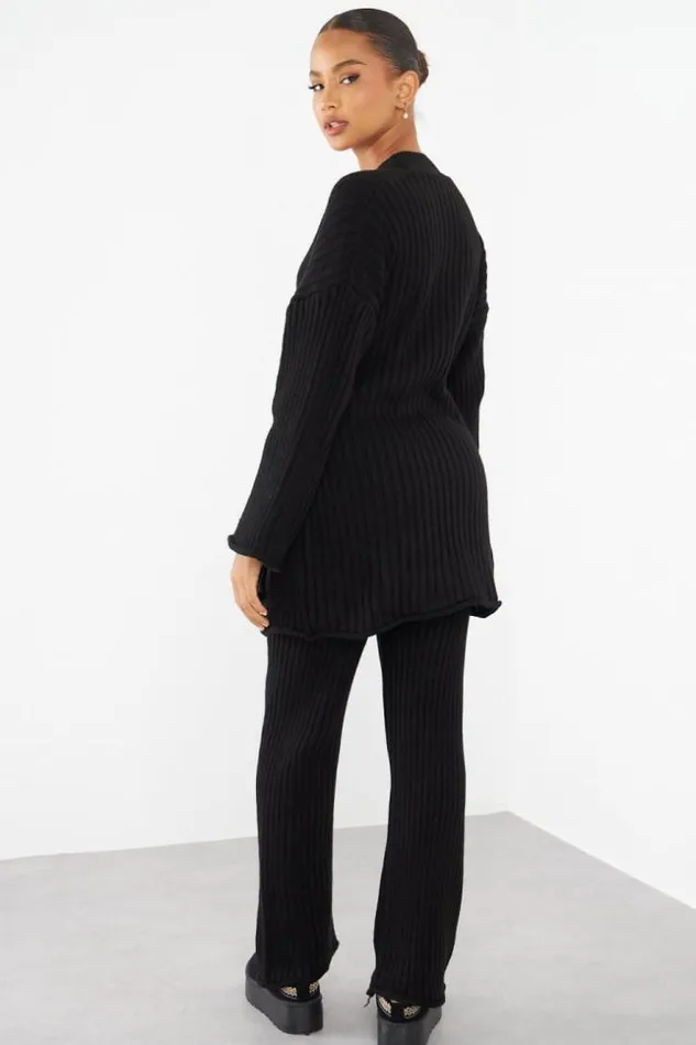 Women Ensemble 2 Pices Gilet Crois Pantalon Noir En Maille Black Brentiny Paris Cardigans Women Ensemble 2 Pices Gilet Crois Pantalon Noir En Maille Black Brentiny Paris Cardigans