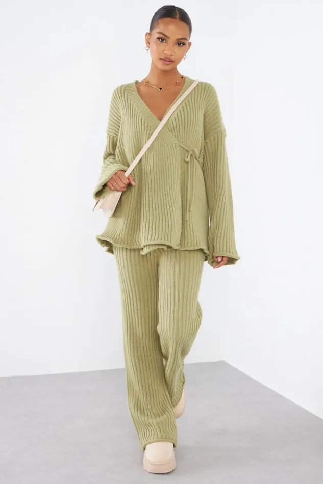Women Ensemble 2 Pices Gilet Crois Pantalon Vert En Maille Green Brentiny Paris Cardigans Women Ensemble 2 Pices Gilet Crois Pantalon Vert En Maille Green Brentiny Paris Cardigans