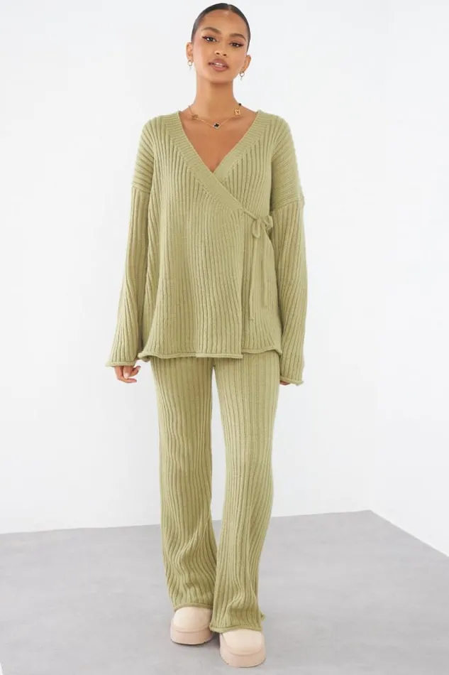 Women Ensemble 2 Pices Gilet Crois Pantalon Vert En Maille Green Brentiny Paris Cardigans Women Ensemble 2 Pices Gilet Crois Pantalon Vert En Maille Green Brentiny Paris Cardigans