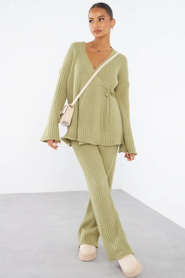 Women Ensemble 2 Pices Gilet Crois Pantalon Vert En Maille Green Brentiny Paris Cardigans Women Ensemble 2 Pices Gilet Crois Pantalon Vert En Maille Green Brentiny Paris Cardigans
