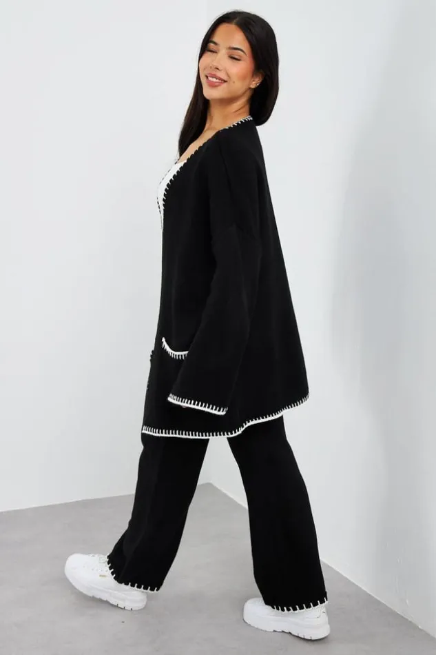 Women Ensemble 2 Pices Gilet Pantalon Noir Black Brentiny Paris Cardigans