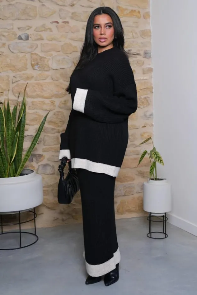 Women Ensemble 2 Pices Pull Jupe Bicolore Noir Et Beige Black Brentiny Paris White Tops Women Ensemble 2 Pices Pull Jupe Bicolore Noir Et Beige Black Brentiny Paris White Tops