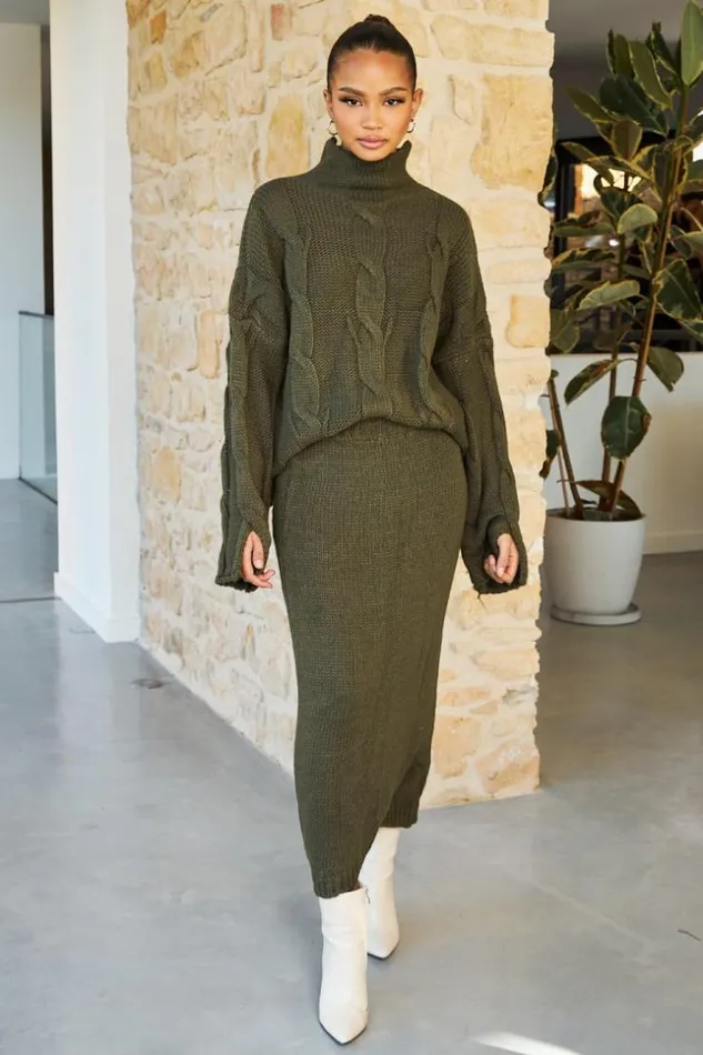 Women Ensemble 2 Pices Pull Jupe En Maille Kaki Khaki Brentiny Paris Sweaters and Sweatshirts Women Ensemble 2 Pices Pull Jupe En Maille Kaki Khaki Brentiny Paris Sweaters and Sweatshirts