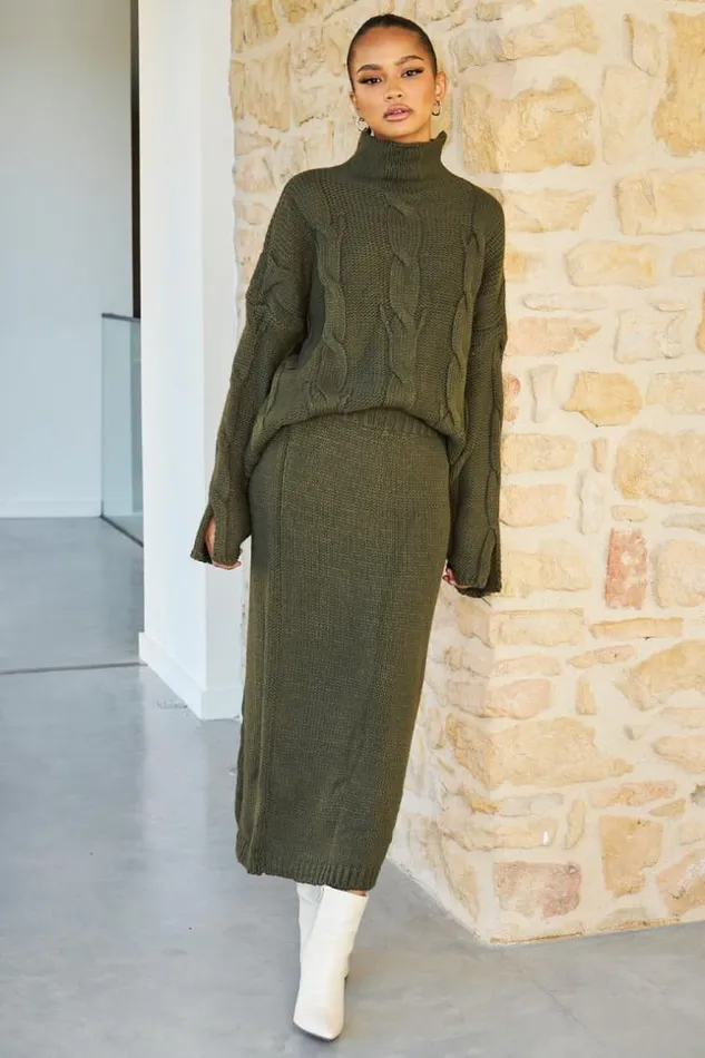 Women Ensemble 2 Pices Pull Jupe En Maille Kaki Khaki Brentiny Paris Sweaters and Sweatshirts Women Ensemble 2 Pices Pull Jupe En Maille Kaki Khaki Brentiny Paris Sweaters and Sweatshirts