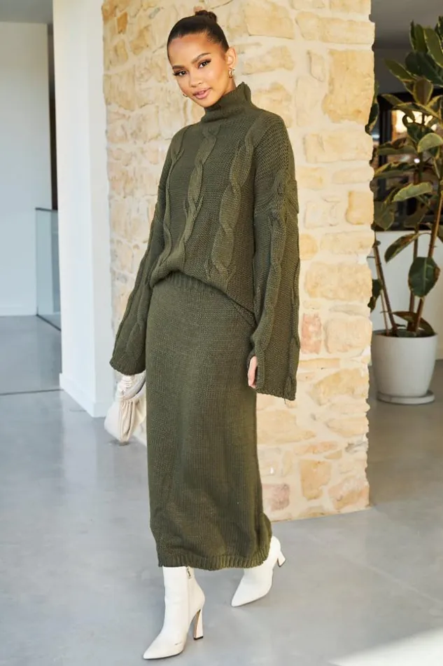 Women Ensemble 2 Pices Pull Jupe En Maille Kaki Khaki Brentiny Paris Sweaters and Sweatshirts Women Ensemble 2 Pices Pull Jupe En Maille Kaki Khaki Brentiny Paris Sweaters and Sweatshirts
