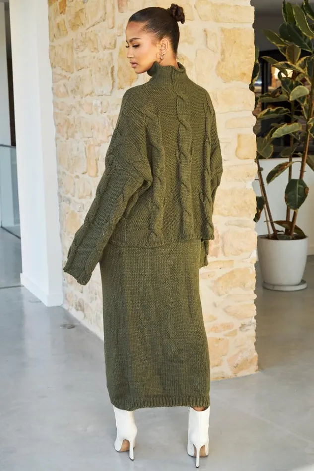 Women Ensemble 2 Pices Pull Jupe En Maille Kaki Khaki Brentiny Paris Sweaters and Sweatshirts Women Ensemble 2 Pices Pull Jupe En Maille Kaki Khaki Brentiny Paris Sweaters and Sweatshirts