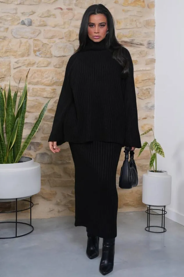 Women Ensemble 2 Pices Pull Jupe En Maille Noir Black Brentiny Paris Sets With Top Bottoms Women Ensemble 2 Pices Pull Jupe En Maille Noir Black Brentiny Paris Sets With Top Bottoms