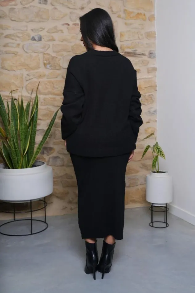 Women Ensemble 2 Pices Pull Jupe Noire Texture Black Brentiny Paris Sweaters and Sweatshirts Women Ensemble 2 Pices Pull Jupe Noire Texture Black Brentiny Paris Sweaters and Sweatshirts