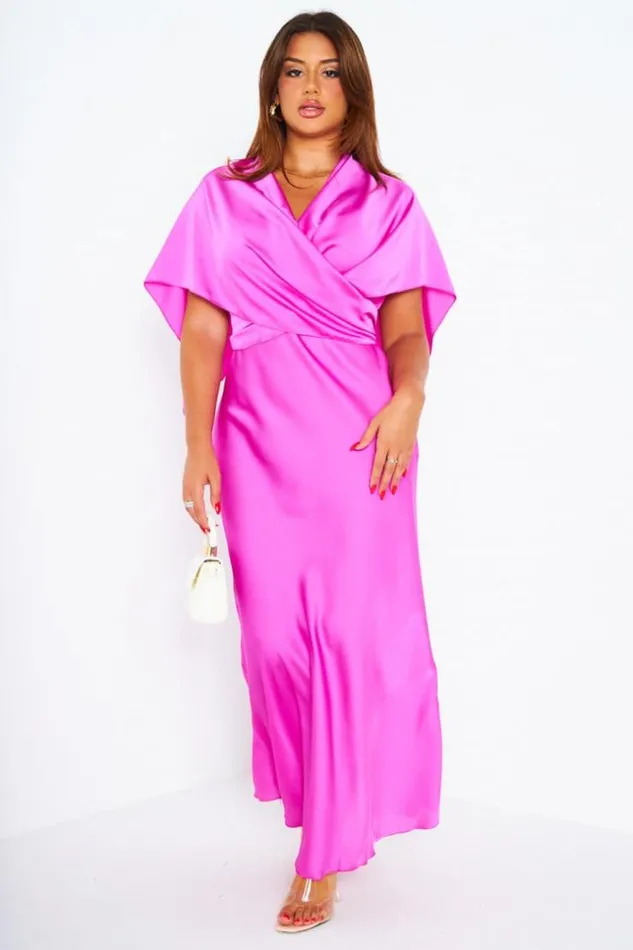 Women Ensemble 2 Pices Robe Poncho Satin Fuchsia Pink Brentiny Paris Ceremonial Outfits Women Ensemble 2 Pices Robe Poncho Satin Fuchsia Pink Brentiny Paris Ceremonial Outfits