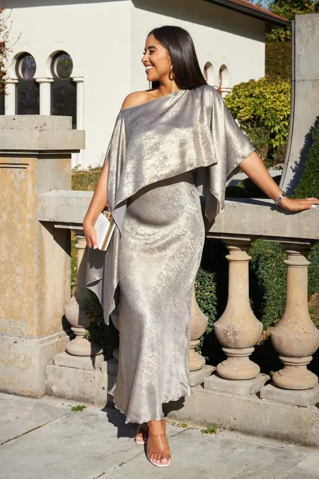 Women Ensemble 2 Pices Robe Poncho Satin Noir Brentiny Paris Short Dresses