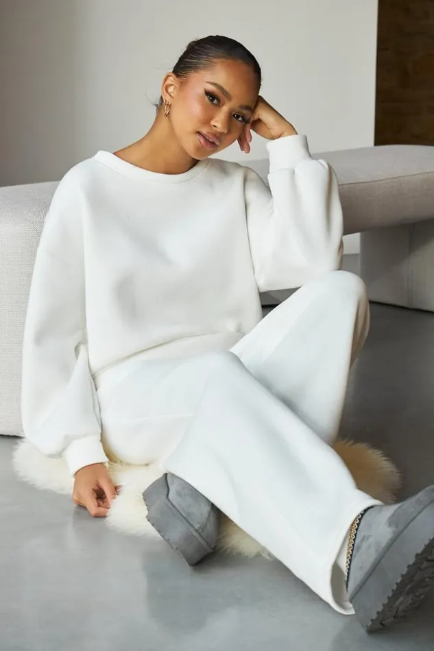Women Ensemble 2 Pices Sweat Jogging Blanc White Brentiny Paris White Tops