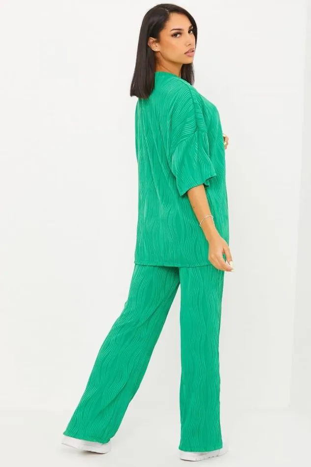 Women Ensemble 2 Pices TShirt Pantalon Motif Vague Vert Green Brentiny Paris Sets With Top Bottoms Women Ensemble 2 Pices TShirt Pantalon Motif Vague Vert Green Brentiny Paris Sets With Top Bottoms