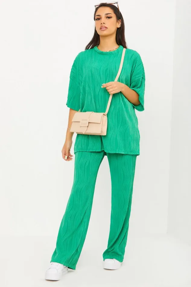 Women Ensemble 2 Pices TShirt Pantalon Motif Vague Vert Green Brentiny Paris Sets With Top Bottoms Women Ensemble 2 Pices TShirt Pantalon Motif Vague Vert Green Brentiny Paris Sets With Top Bottoms