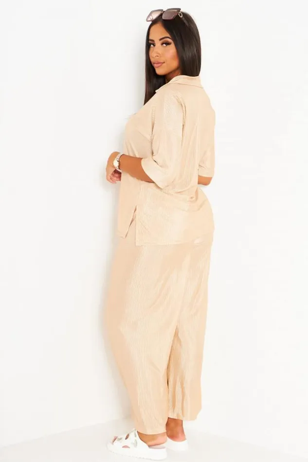 Women Ensemble 2 Pices Top Pantalon Beige Pliss Beige Brentiny Paris TShirts Women Ensemble 2 Pices Top Pantalon Beige Pliss Beige Brentiny Paris TShirts