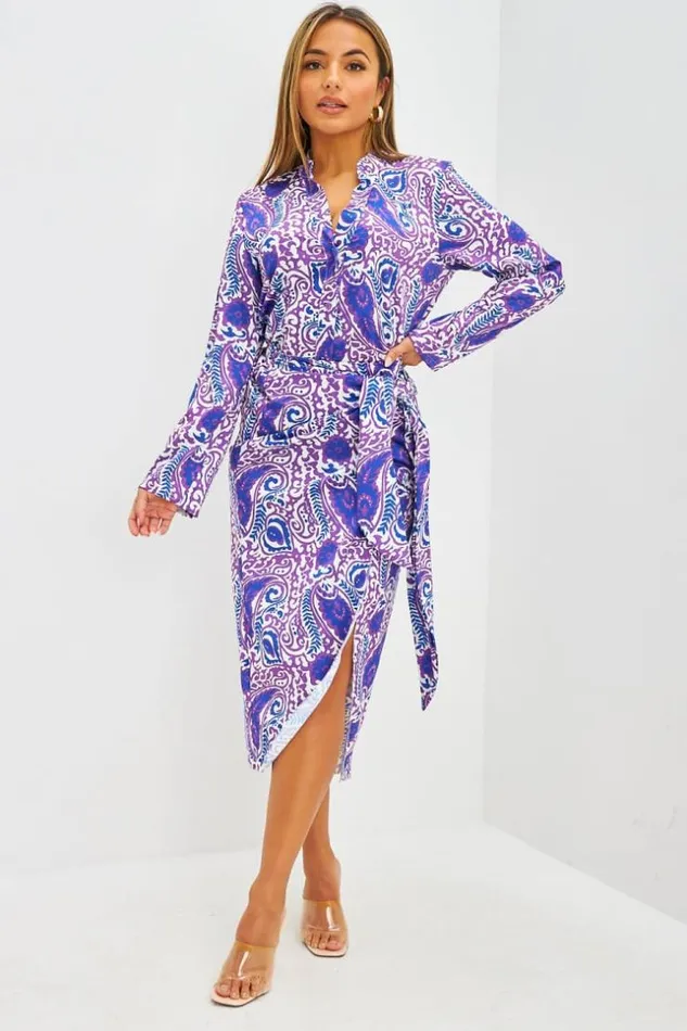 Women Ensemble Chemise Jupe Motif Paisley Violet Et Bleu Purple Brentiny Paris Skirts Women Ensemble Chemise Jupe Motif Paisley Violet Et Bleu Purple Brentiny Paris Skirts