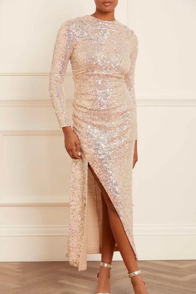 Women Evening Dresses Needle and Thread Claudette Gloss Ankle Gown Gold
