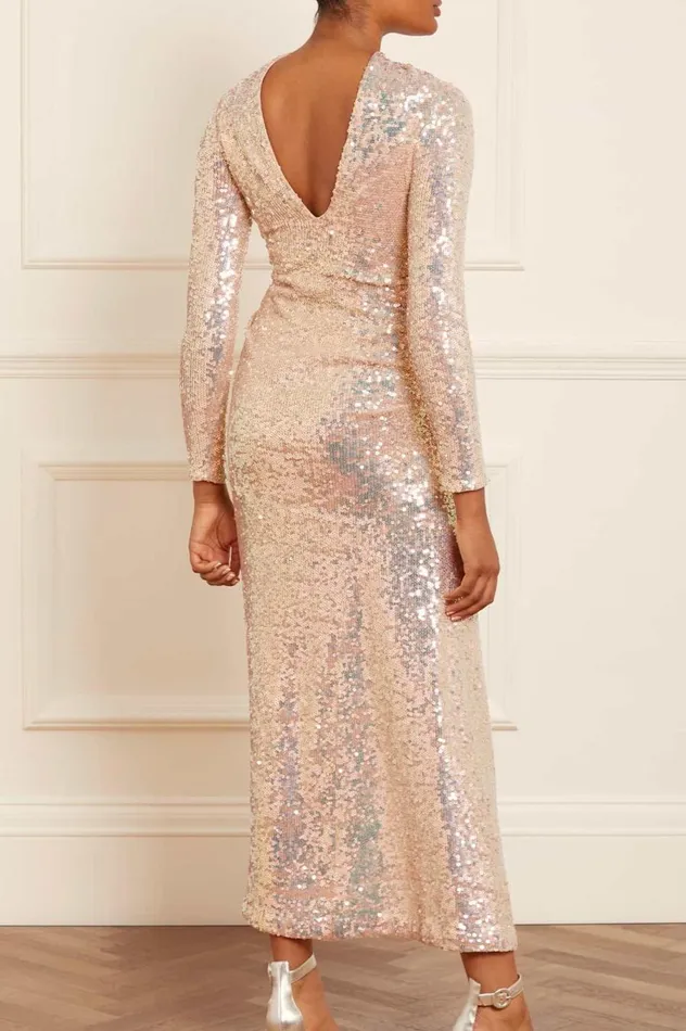 Women Evening Dresses Needle and Thread Claudette Gloss Ankle Gown Gold