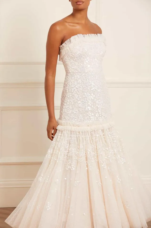 Women Evening Dresses Needle and Thread Regal Rose Gloss Strapless Gown Champagne