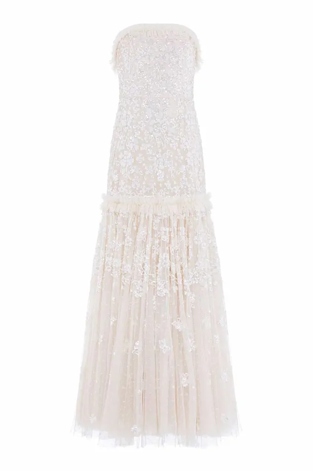 Women Evening Dresses Needle and Thread Regal Rose Gloss Strapless Gown Champagne