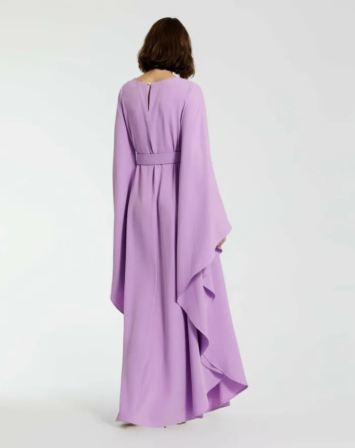 Women Every Day Dresses Mac Duggal Crepe Boat Neck Caftan Dress With Belt Orchid