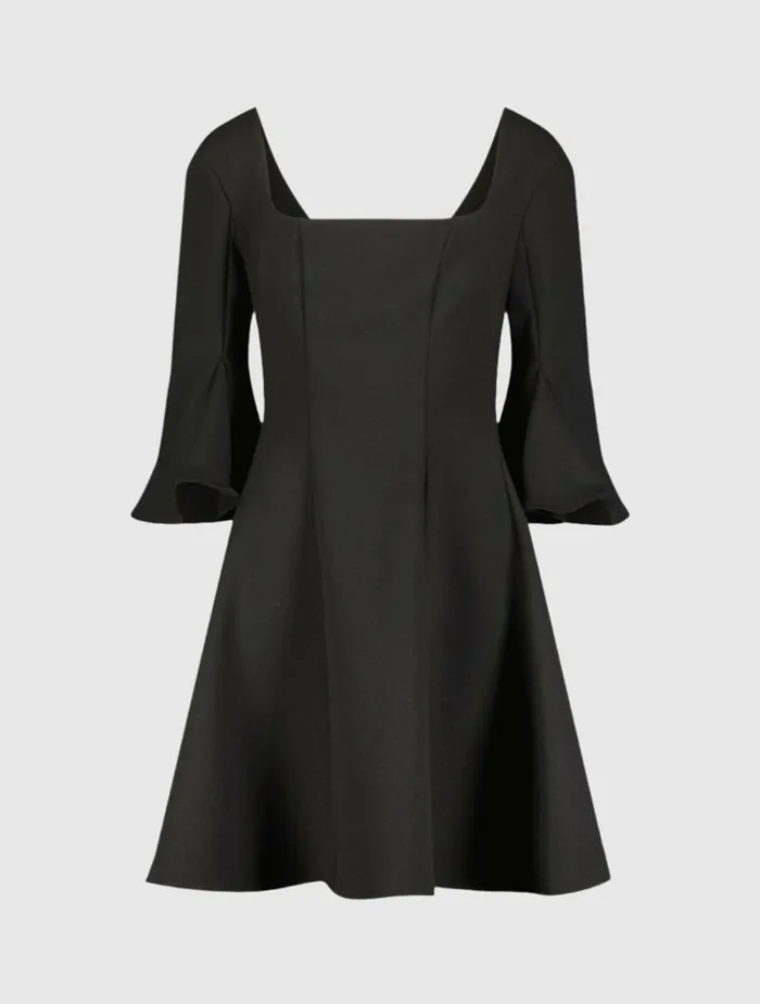Women Every Day Dresses Mac Duggal Crepe Square Neck 34 Sleeve Godet Mini Dress Black