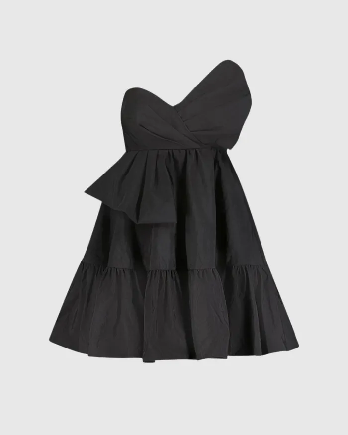 Women Every Day Dresses Mac Duggal Faille Strapless Twist Bow Mini Dress Black
