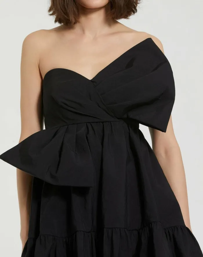 Women Every Day Dresses Mac Duggal Faille Strapless Twist Bow Mini Dress Black