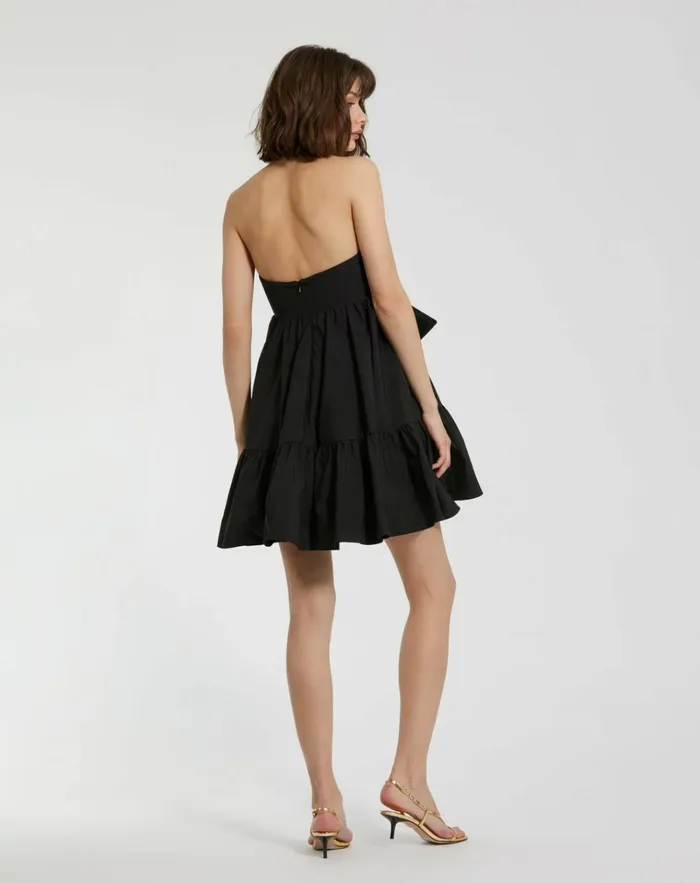 Women Every Day Dresses Mac Duggal Faille Strapless Twist Bow Mini Dress Black