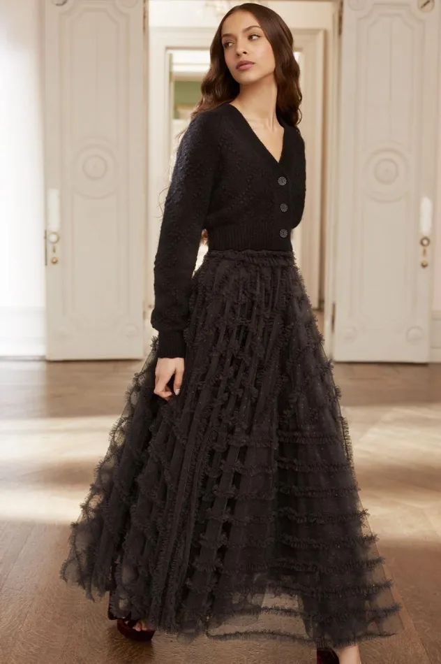 Women Exclusives Needle and Thread Bow Stitch Cropped Cardigan Black