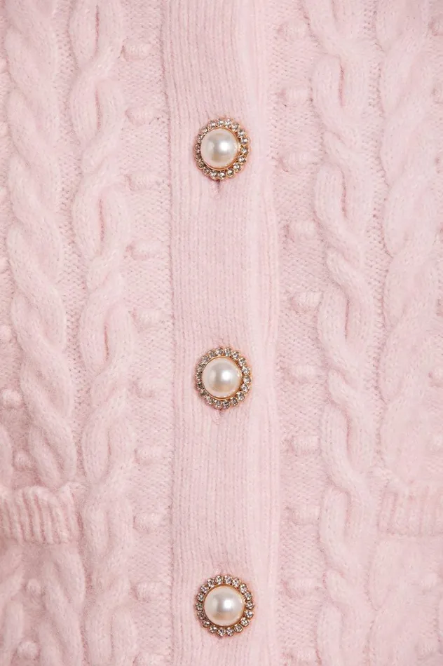 Women Exclusives Needle and Thread Cable Bobble Short Cardigan Pink
