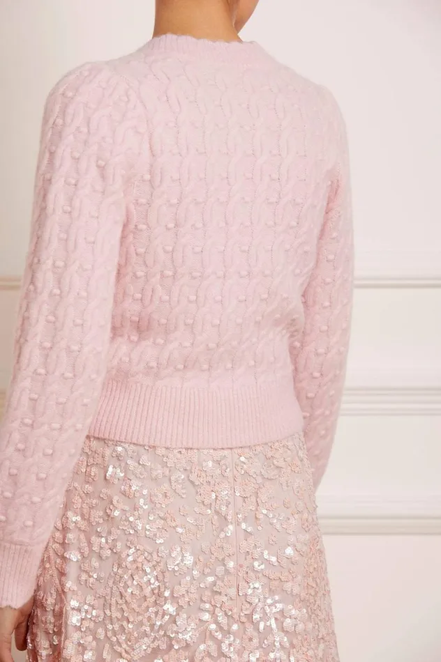 Women Exclusives Needle and Thread Cable Bobble Short Cardigan Pink