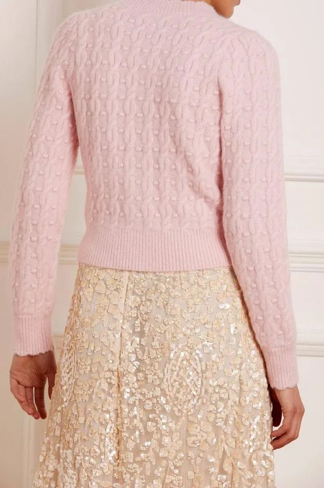 Women Exclusives Needle and Thread Cable Bobble Short Cardigan Pink