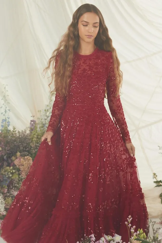 Women Exclusives Needle and Thread Margot Ankle Gown Red