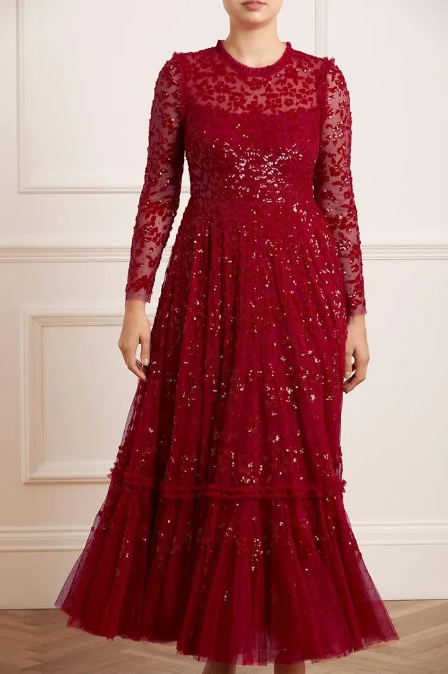 Women Exclusives Needle and Thread Margot Ankle Gown Red