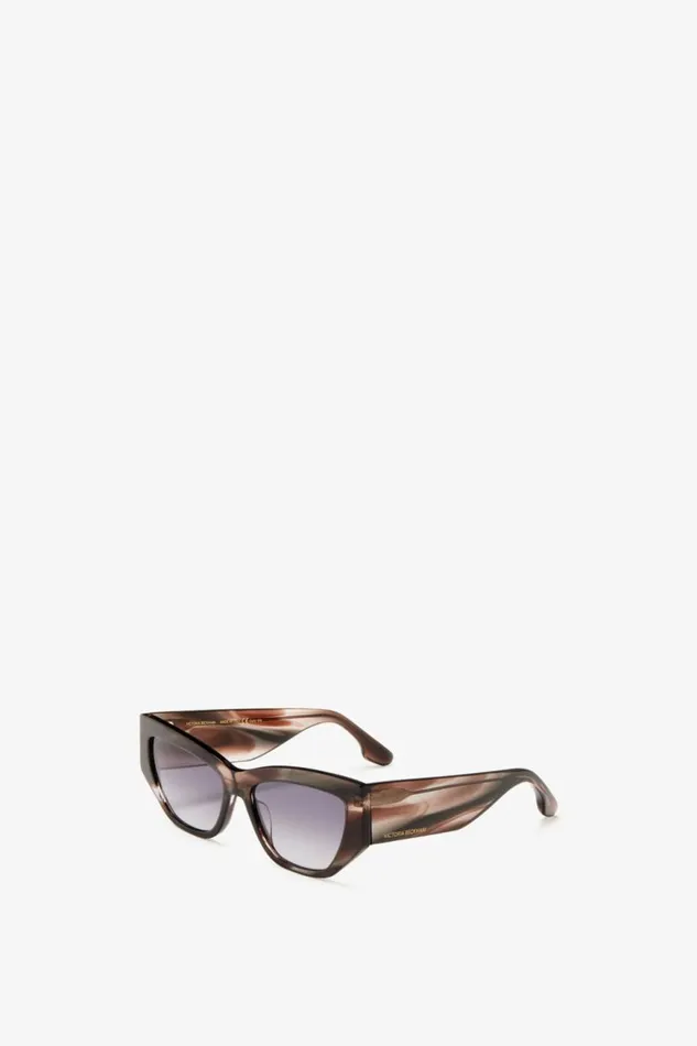 Women Eyewear Victoria Beckham Sculptural Frame Sunglasses In Striped Grey