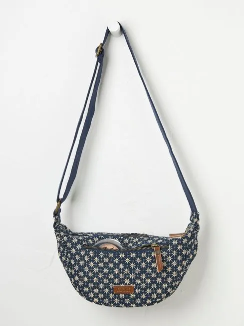 Women Fatface Bags and Wallets Gia Blue Canvas Sling Bag Women Fatface Bags and Wallets Gia Blue Canvas Sling Bag