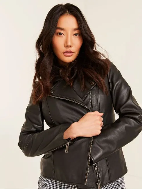 Women Fatface Coats and Jackets Black Biker Bethany Jacket