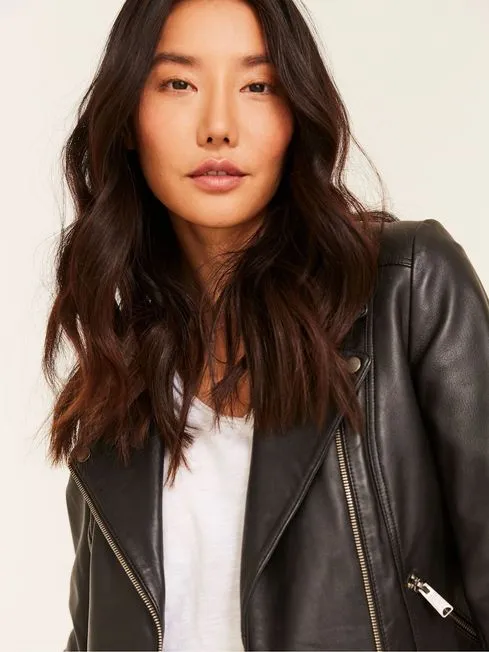 Women Fatface Coats and Jackets Black Biker Bethany Jacket