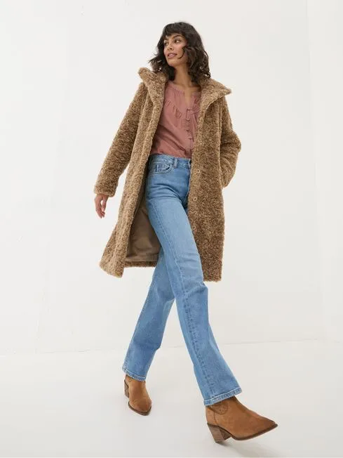 Women Fatface Coats and Jackets Catie Natural Teddy Coat