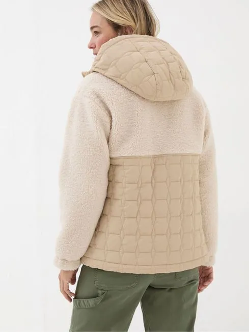 Women Fatface Coats and Jackets Honey Natural Fleece Quilted Jacket