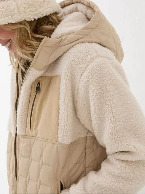 Women Fatface Coats and Jackets Honey Natural Fleece Quilted Jacket