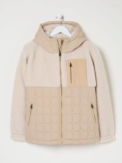 Women Fatface Coats and Jackets Honey Natural Fleece Quilted Jacket