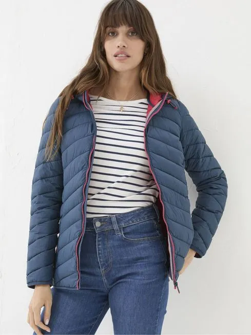 Women Fatface Coats and Jackets Ruby Teal Blue Lightweight Puffer Jacket