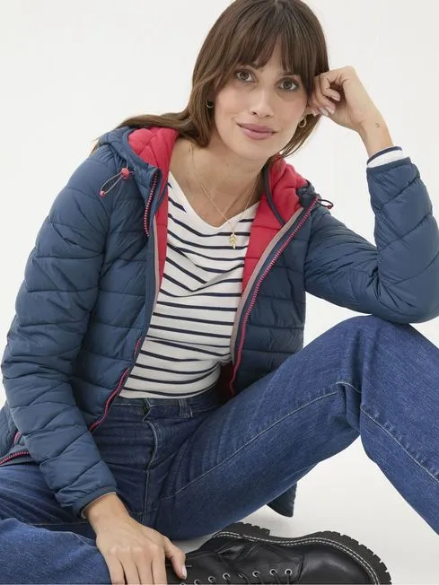 Women Fatface Coats and Jackets Ruby Teal Blue Lightweight Puffer Jacket