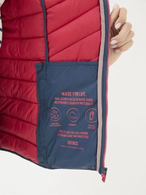 Women Fatface Coats and Jackets Ruby Teal Blue Lightweight Puffer Jacket